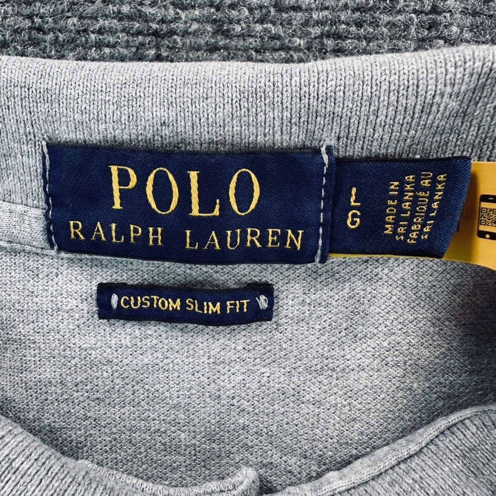 Polo Ralph Lauren Men's L Gray Custom SLIM FIT Big Pony Polo Shirt Preppy Casual - Picture 4 of 9